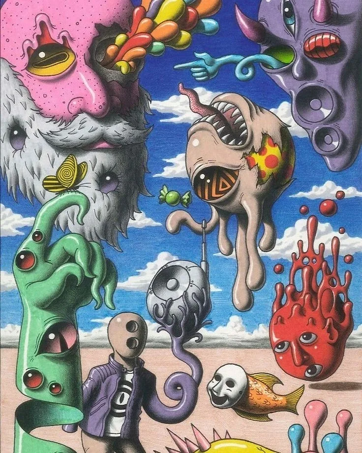 Deadhead artwork &mdash; a crowded surreal sky